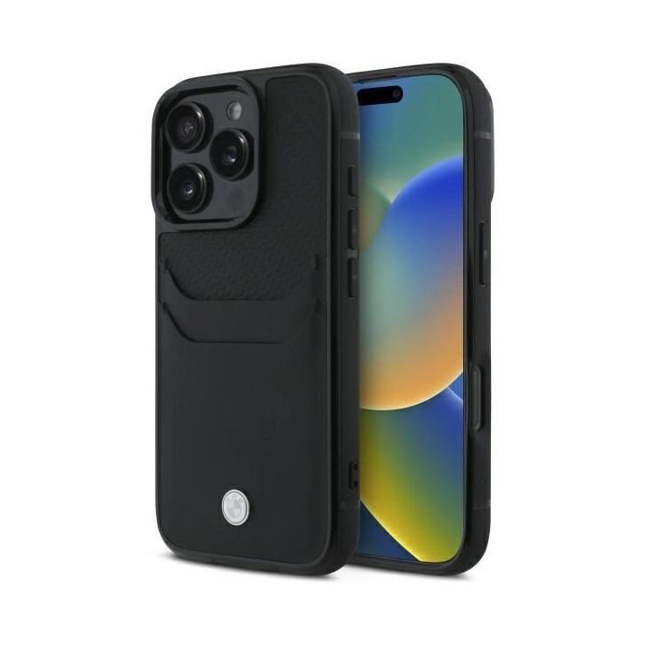 BMW dėklas-kišenėlė su kortele iPhone 16 Pro Max“ – juoda
