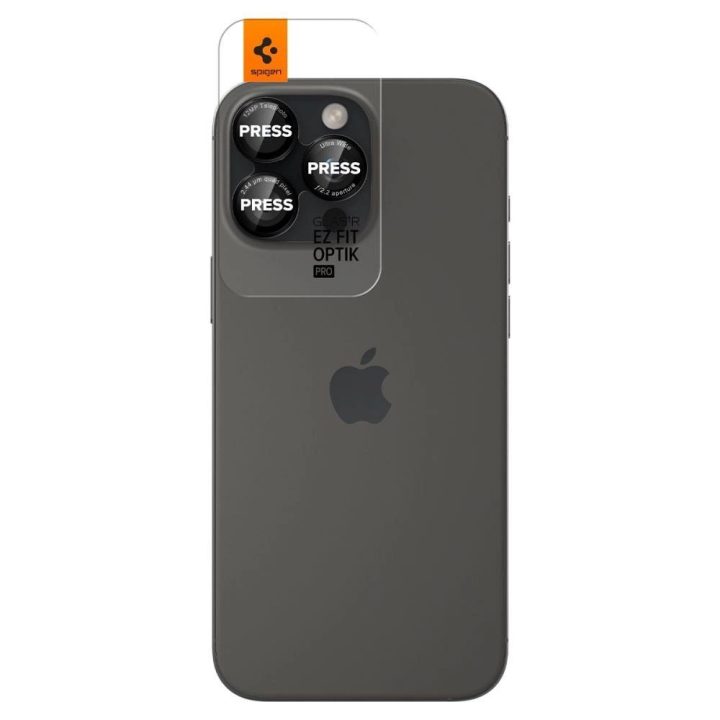 grūdintas stiklas skirtas iPhone 14 Pro / Pro Max / 15 Pro / Pro Max / 16 Pro / 16 Pro Max“ kamerai – juodos spalvos