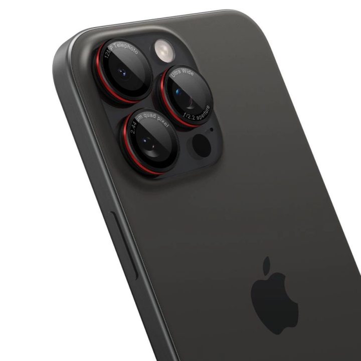 grūdintas stiklas skirtas iPhone 14 Pro / Pro Max / 15 Pro / Pro Max / 16 Pro / 16 Pro Max“ kamerai – juodos spalvos