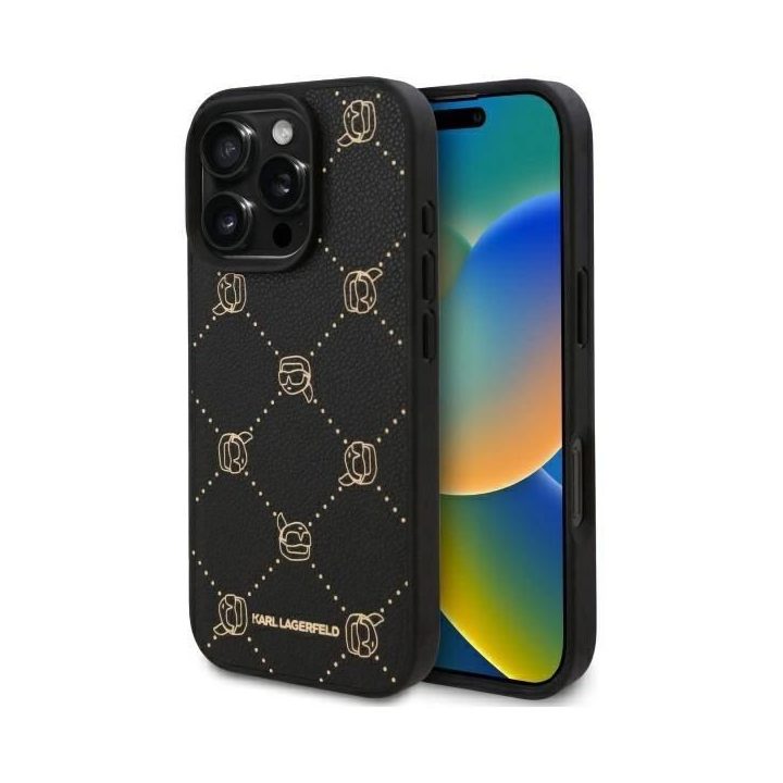 dėklas su Karl Head“ motyvu skirtas iPhone 16 Pro Max“ – juodos spalvos