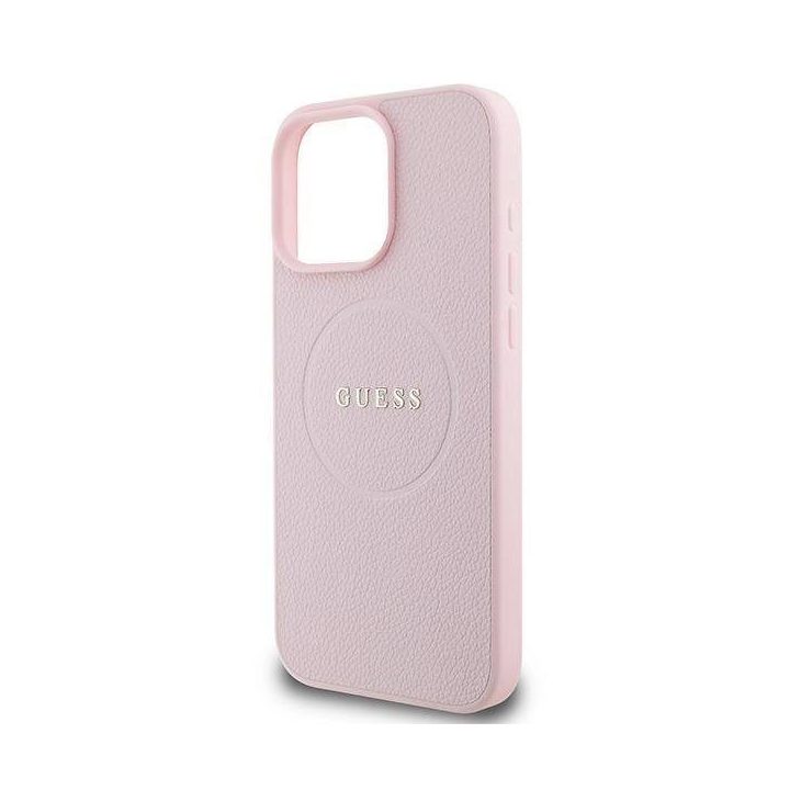 Guess Grained Ring MagSafe“ iPhone 16 Pro“ dėklas – rožinis
