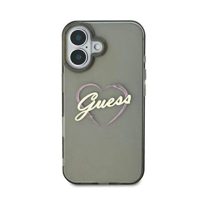 Guess IML Heart“ dėklas iPhone 16 Plus“ – juodos spalvos