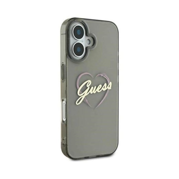 Guess IML Heart“ dėklas iPhone 16 Plus“ – juodos spalvos