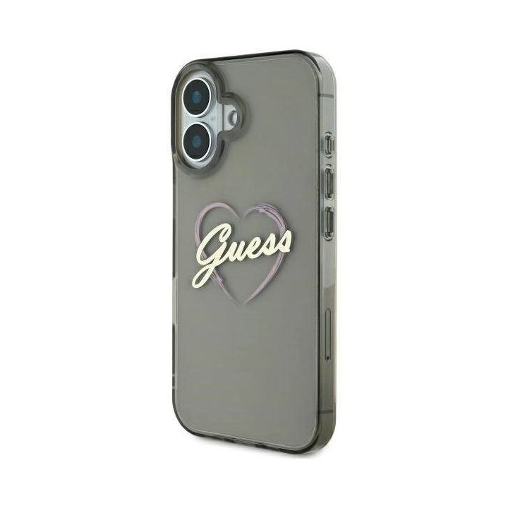 Guess IML Heart“ dėklas iPhone 16 Plus“ – juodos spalvos