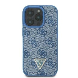 Guess odos ir metalo logotipo blizgučių kryžminis dėklas iPhone 16 - mėlynas