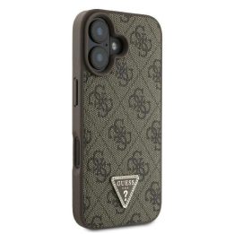 Guess odinis metalinis atsegamas dėkliukas su Strass“ logotipu iPhone 16 - rudos spalvos