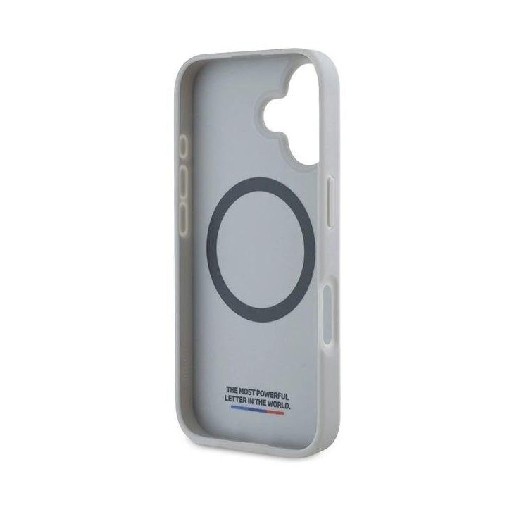 BMW M Carbon Tricolor Line MagSafe iPhone 16 dėklas - pilkas