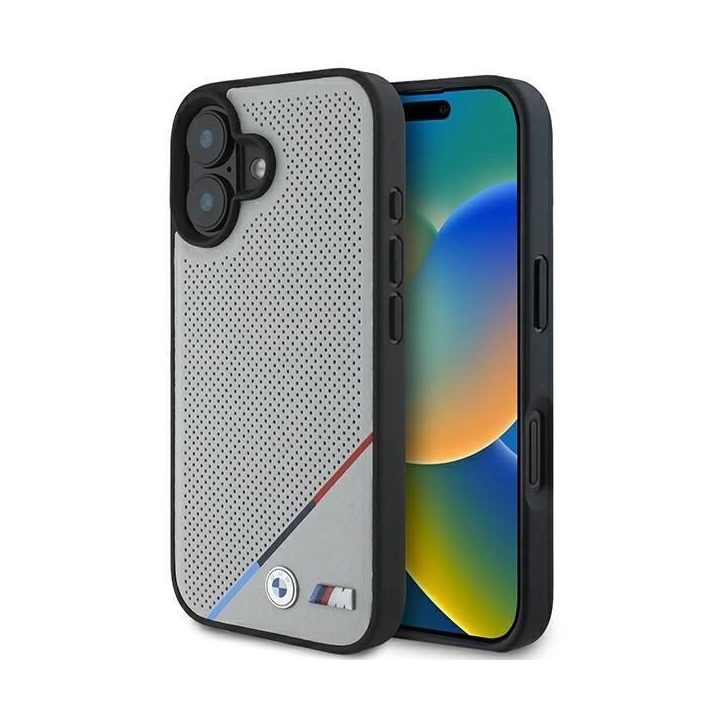 BMW M trijų spalvų MagSafe dėklas skirtas iPhone 16, pilkas