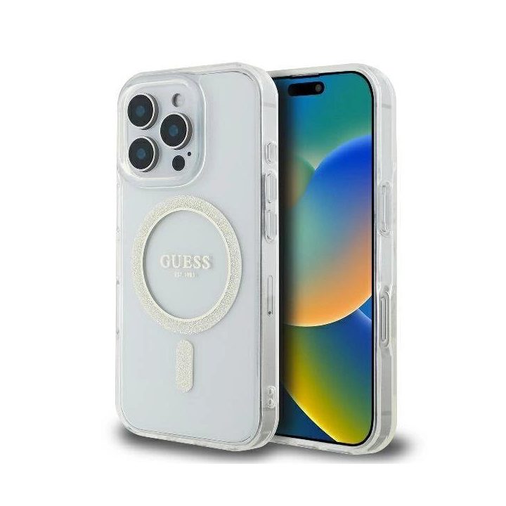 iPhone 16 Pro 6.3 skaidrų / permatomą tvirtą korpusą IML Glitter Circle MagSafe