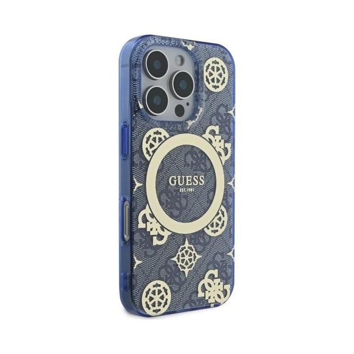 Guess IML Peony On 4G Fone už iPhone 16 Pro - Mėlynas