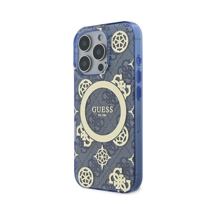 Guess IML Peony On 4G Fone už iPhone 16 Pro - Mėlynas