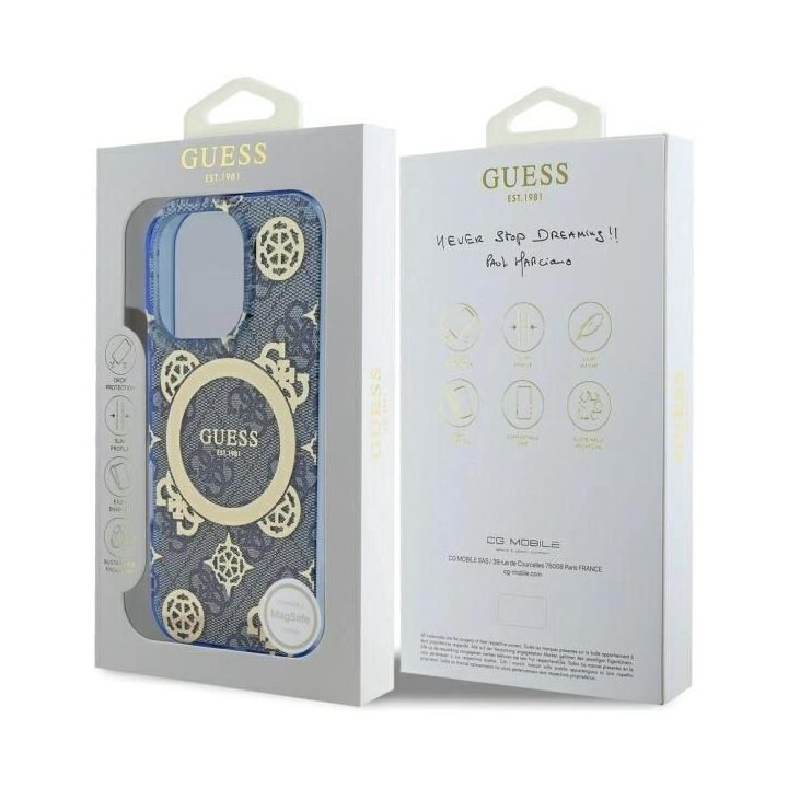 Guess IML Peony On 4G Fone už iPhone 16 Pro - Mėlynas