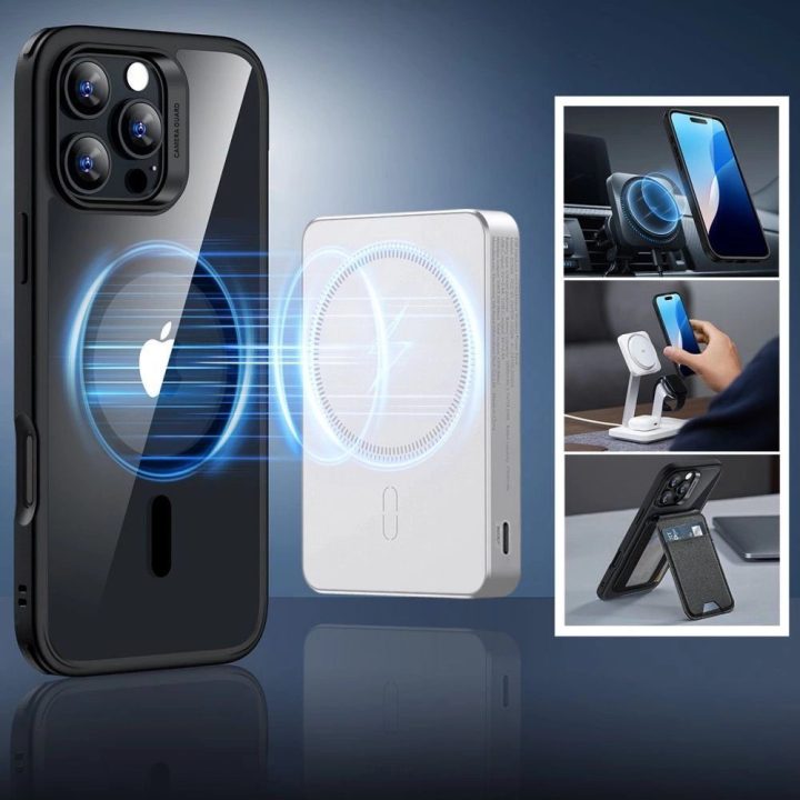 dėklas + grūdintas stiklas iPhone 16 Pro Max - skaidrus su juodu rėmeliu