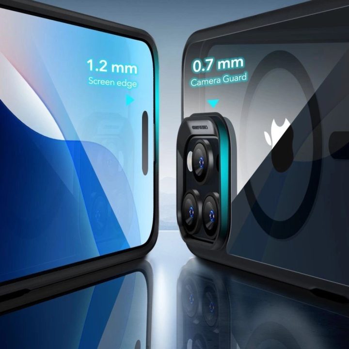 dėklas + grūdintas stiklas iPhone 16 Pro Max - skaidrus su juodu rėmeliu