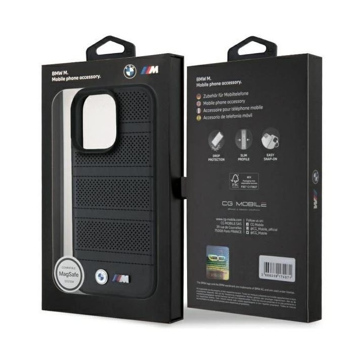 BMW M Perforated And Stitched Line MagSafe“ dėklas skirtas iPhone 16 Pro Max“ – juodas