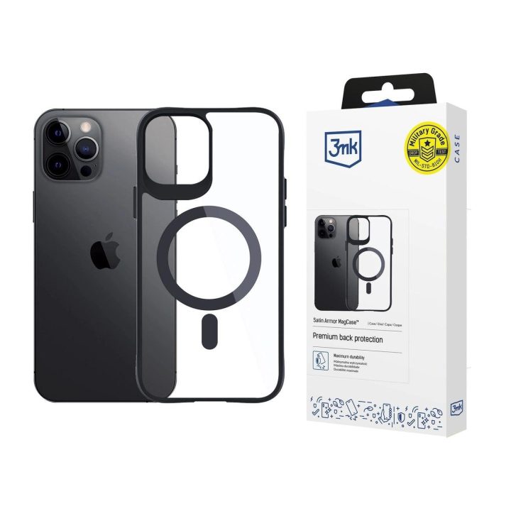 skirtas iPhone 12 Pro Max - Skaidrūs su juodu rėmu