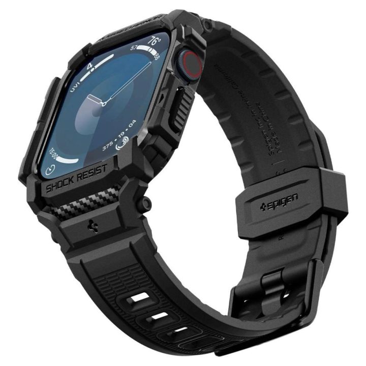 Spigen Rugged Armor Pro Apple Watch 10 (42 mm) Dirželio dėklas – juodas