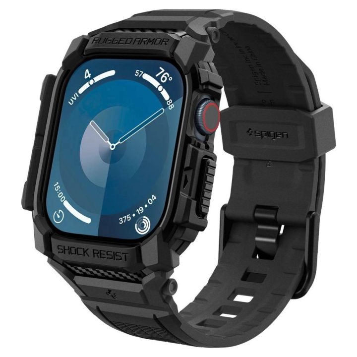 Spigen Rugged Armor Pro Apple Watch 10 (42 mm) Dirželio dėklas – juodas