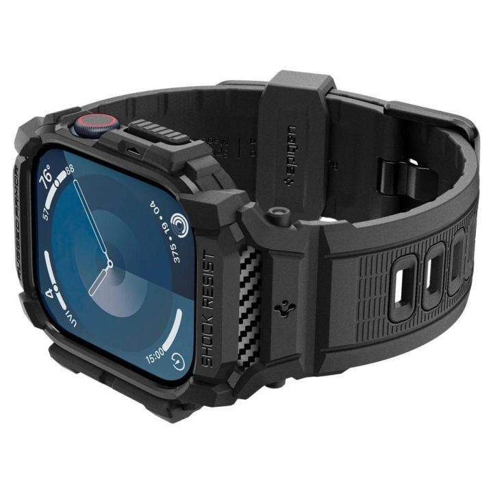 Spigen Rugged Armor Pro Apple Watch 10 (42 mm) Dirželio dėklas – juodas