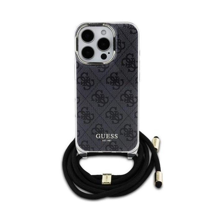 dirželis su virvele, spausdintas 4G dėklas su virvele iPhone 16 Pro“ – juoda