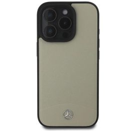 Mercedes MB“ tekstūrinis ir lygus odinis MagSafe“ dėklas iPhone 16 Pro Max“ – smėlinis