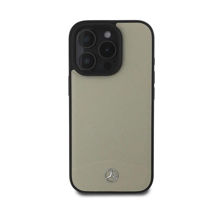 Mercedes MB“ tekstūrinis ir lygus odinis MagSafe“ dėklas iPhone 16 Pro Max“ – smėlinis