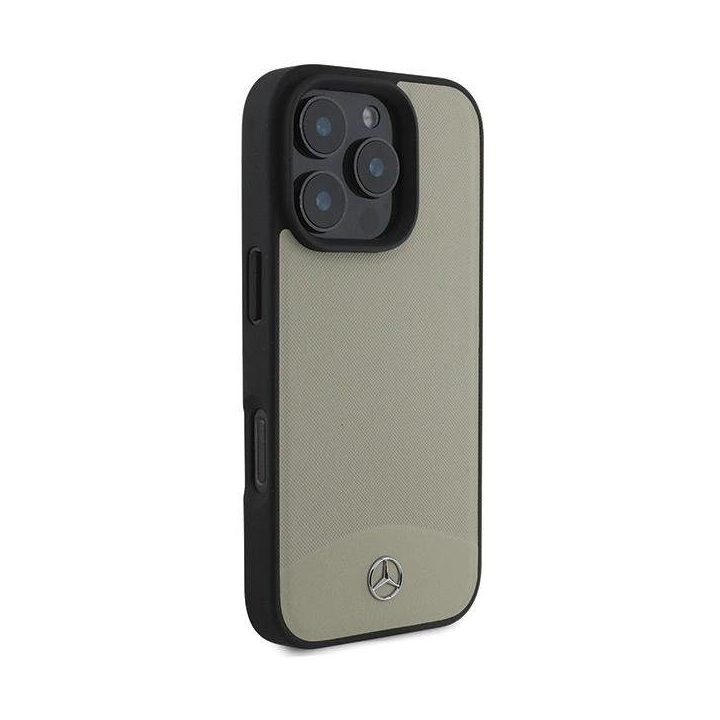 Mercedes MB“ tekstūrinis ir lygus odinis MagSafe“ dėklas iPhone 16 Pro Max“ – smėlinis
