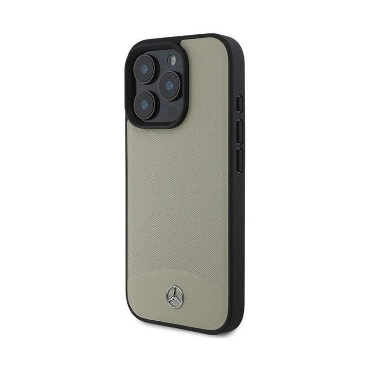Mercedes MB“ tekstūrinis ir lygus odinis MagSafe“ dėklas iPhone 16 Pro Max“ – smėlinis