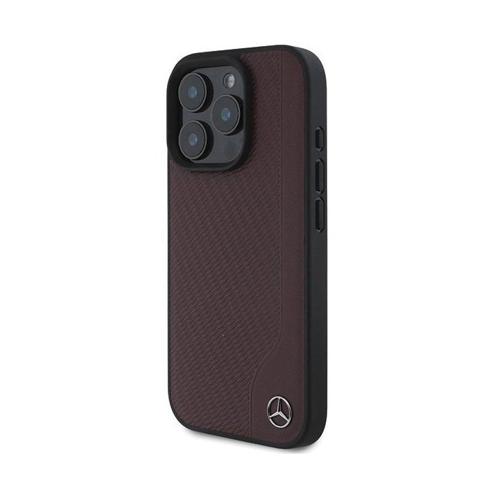 Mercedes“ MB medienos imitacijos odinis MagSafe“ dėklas iPhone 16 Pro Max“ – raudonas