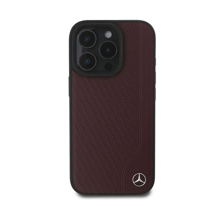 Mercedes“ MB medienos imitacijos odinis MagSafe“ dėklas iPhone 16 Pro Max“ – raudonas
