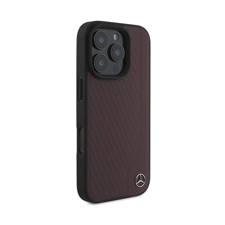 Mercedes“ MB medienos imitacijos odinis MagSafe“ dėklas iPhone 16 Pro Max“ – raudonas