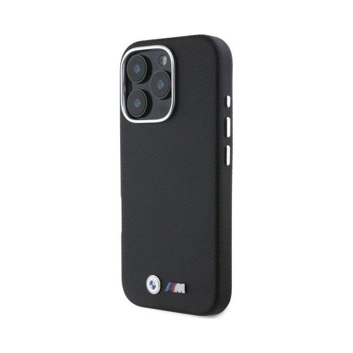 BMW M Edition Kevlar Wrapped Metal iPhone 16 Pro Max“ dėklas – juodas