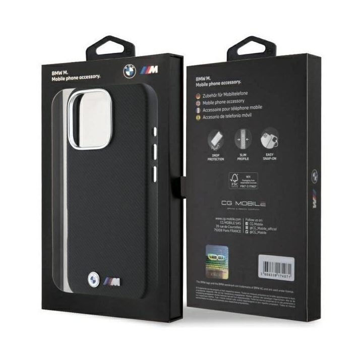 BMW M Edition Kevlar Wrapped Metal iPhone 16 Pro Max“ dėklas – juodas