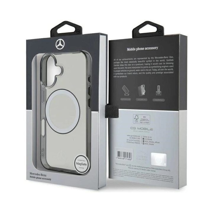 Mercedes“ logotipas iPhone 16“ dėklas – permatomas