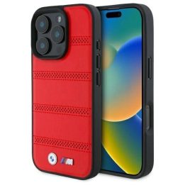 BMW M Perforuoto ir Siūtojo MagSafe Dėklas iPhone 16 Pro Max - Raudona