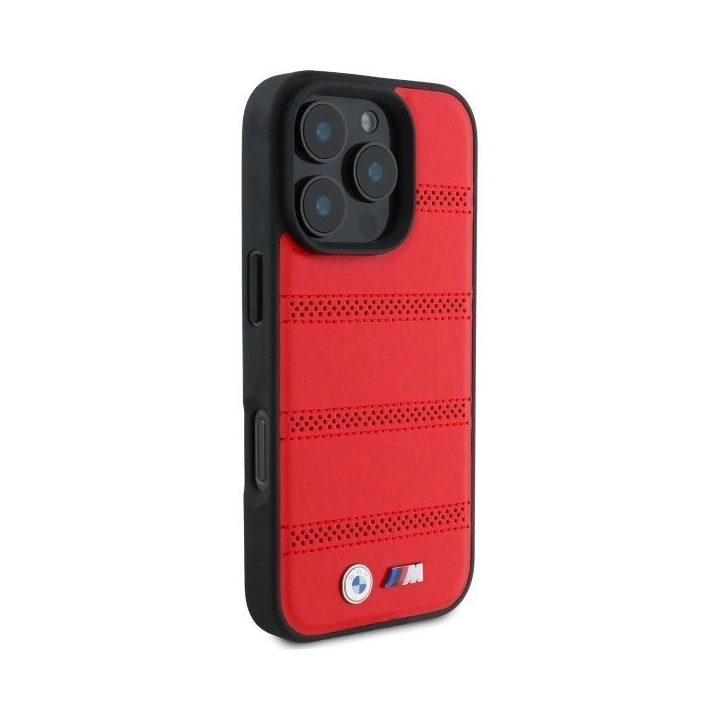 BMW M Perforuoto ir Siūtojo MagSafe Dėklas iPhone 16 Pro Max - Raudona
