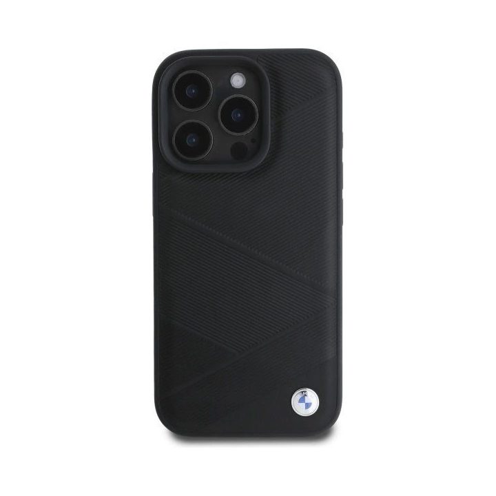 BMW telefono dėklas Crossing Lines“ iš odos iPhone 16 Pro Max“ - juodos spalvos