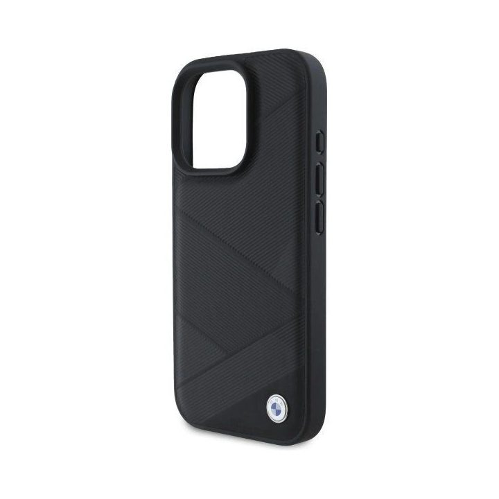 BMW telefono dėklas Crossing Lines“ iš odos iPhone 16 Pro Max“ - juodos spalvos