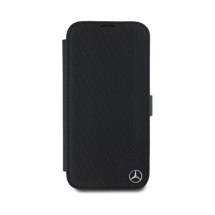 Mercedes“ odinis medžio imitacijas dėklas iPhone 16“ – juodas