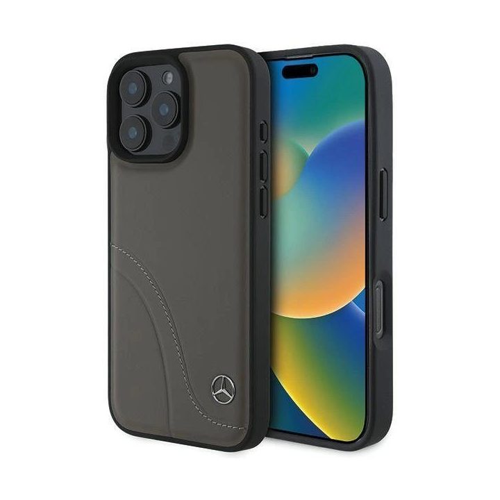 Mercedes-Benz MB Curved Stitches“ odinis dėklas iPhone 16 Pro Max“ – rudas