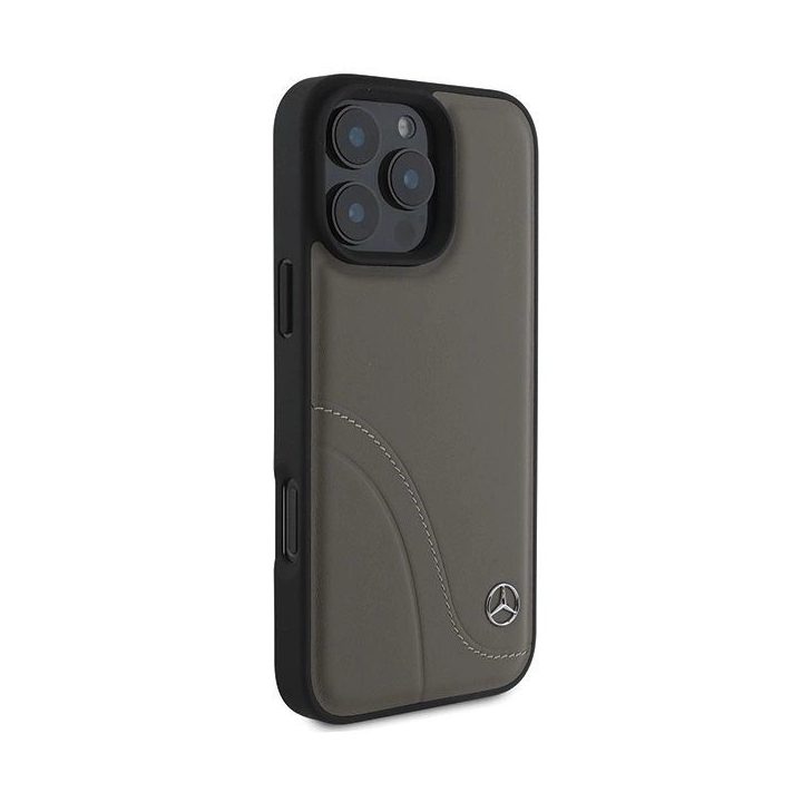 Mercedes-Benz MB Curved Stitches“ odinis dėklas iPhone 16 Pro Max“ – rudas
