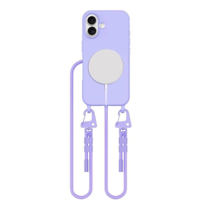 dėklas su dirželiu, skirtas iPhone 16 – violetinis