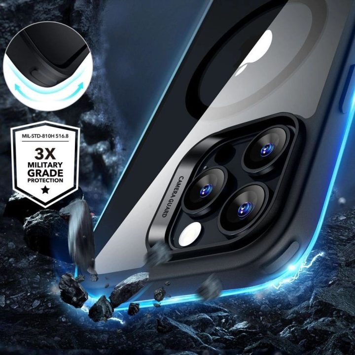 dėklas + grūdintas stiklas iPhone 16 Pro“ – skaidrus su juodu rėmeliu
