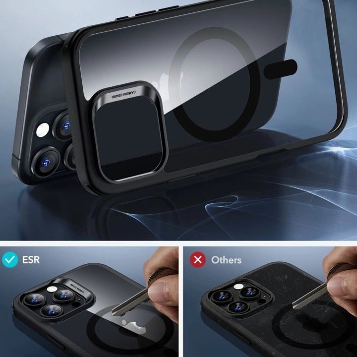 dėklas + grūdintas stiklas iPhone 16 Pro“ – skaidrus su juodu rėmeliu