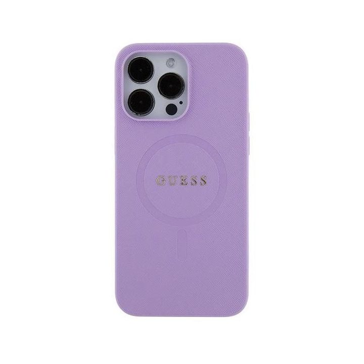 Guess Saffiano MagSafe iPhone 16“ dėklas – violetinė