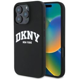 silikoninis MagSafe“ dėklas su logotipu iPhone 16 Pro Max“ – juodas