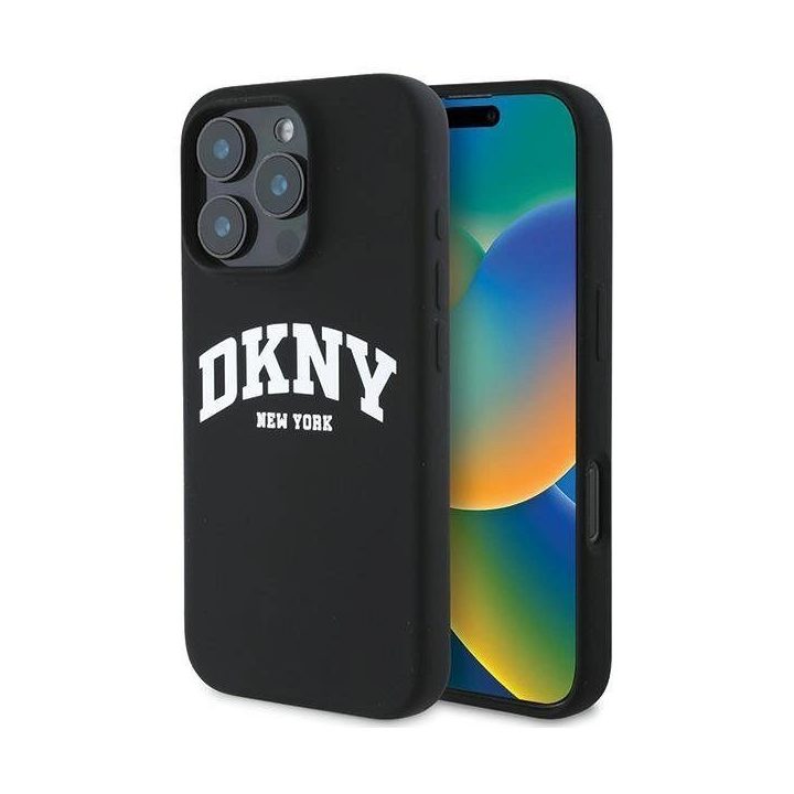 silikoninis MagSafe“ dėklas su logotipu iPhone 16 Pro Max“ – juodas