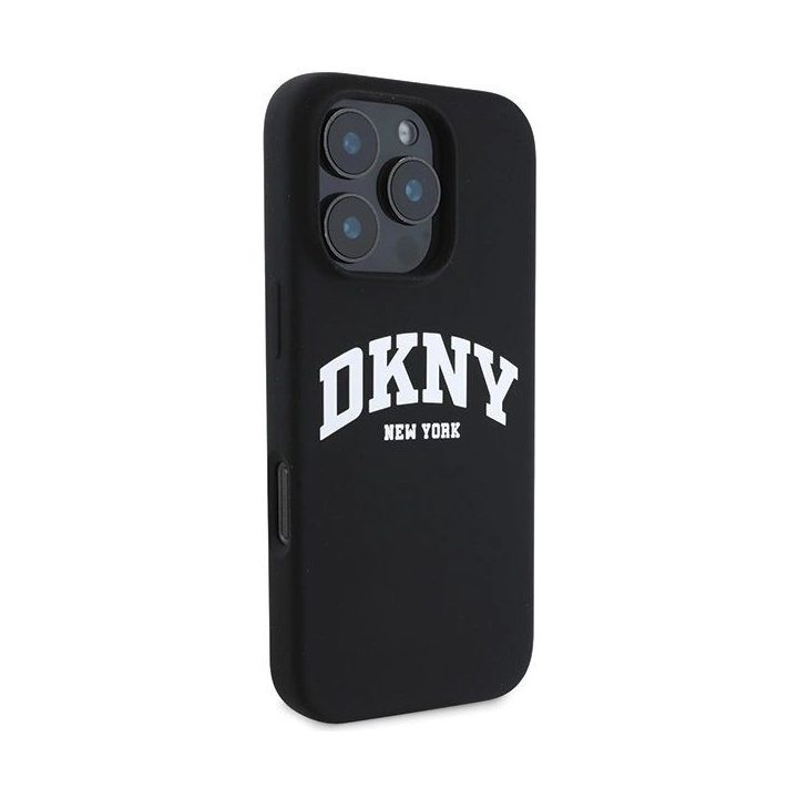 silikoninis MagSafe“ dėklas su logotipu iPhone 16 Pro Max“ – juodas