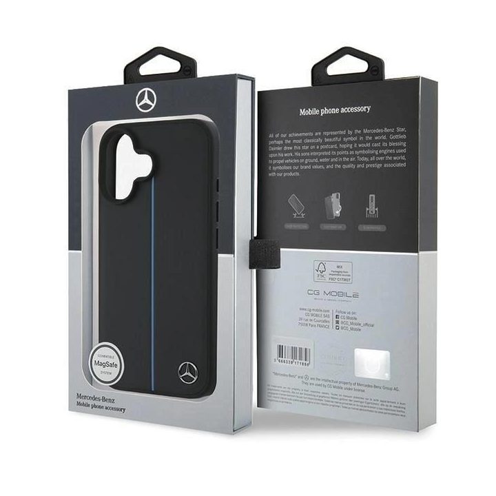 Mercedes MB Blue Line odinis MagSafe dėklas iPhone 16 - juodas