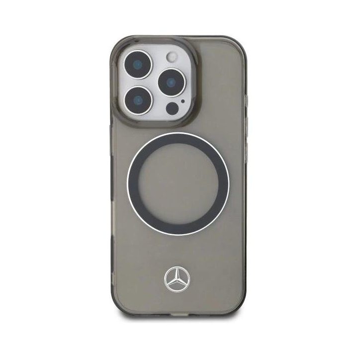 Mercedes“ sidabrinis MagSafe“ žiedas skirtas iPhone 16 Pro Max“ dėklui – juodas